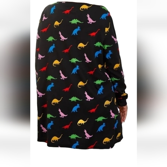 Shein Curve Dinosaur Print Open Front Coat Size 1XL - Picture 5 of 5